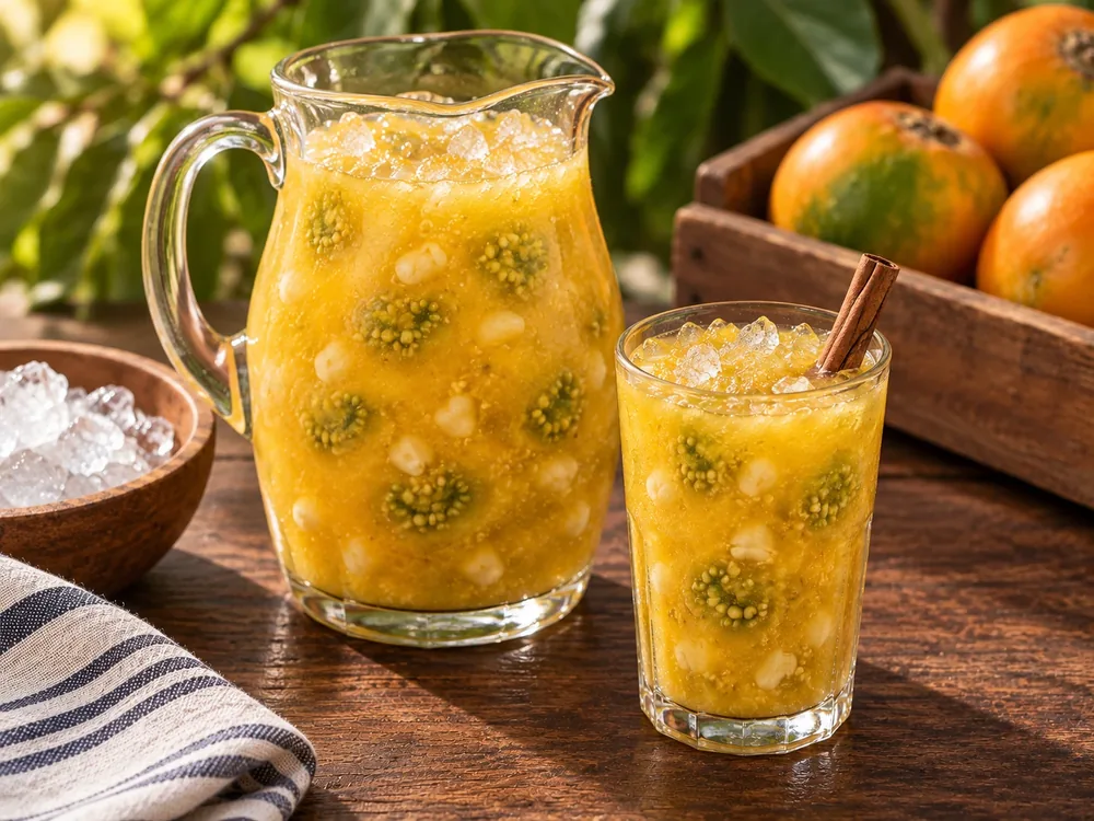 Champús valluno con maíz, lulo, piña y especias.