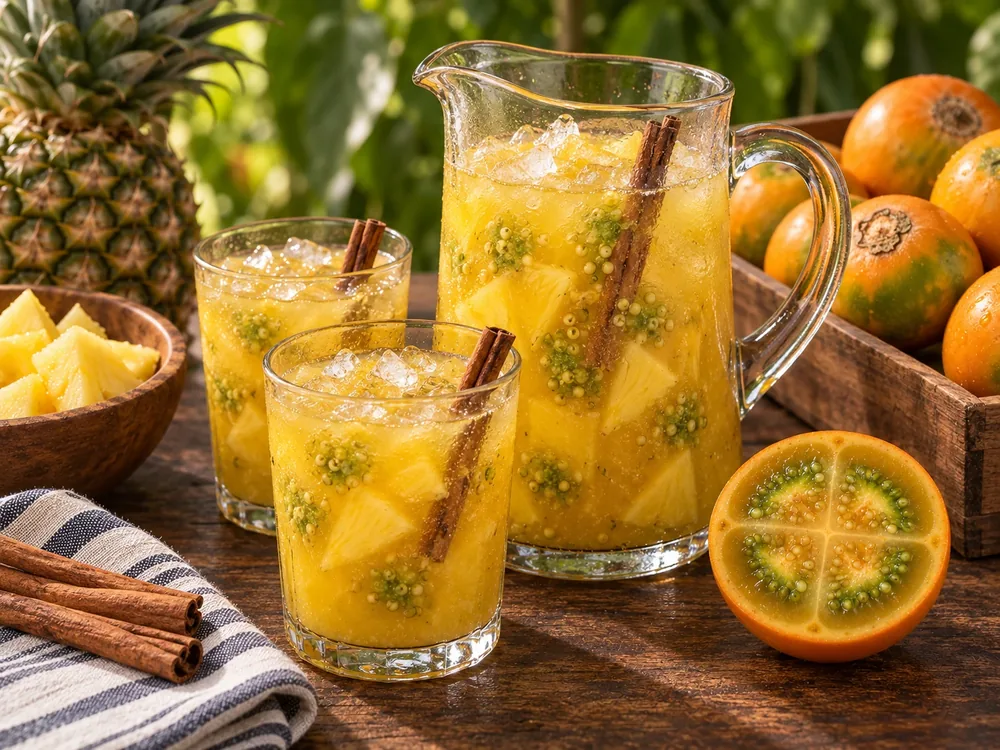 Bebida de lulo y piña con especias.